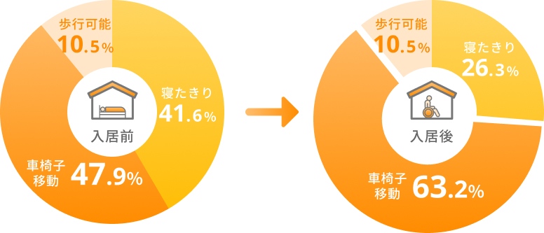 身体レベル変化の円グラフ